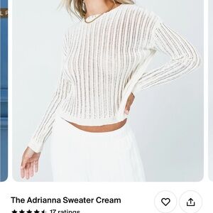 Princess Polly Cream Ribbed Crew Neck Sweater